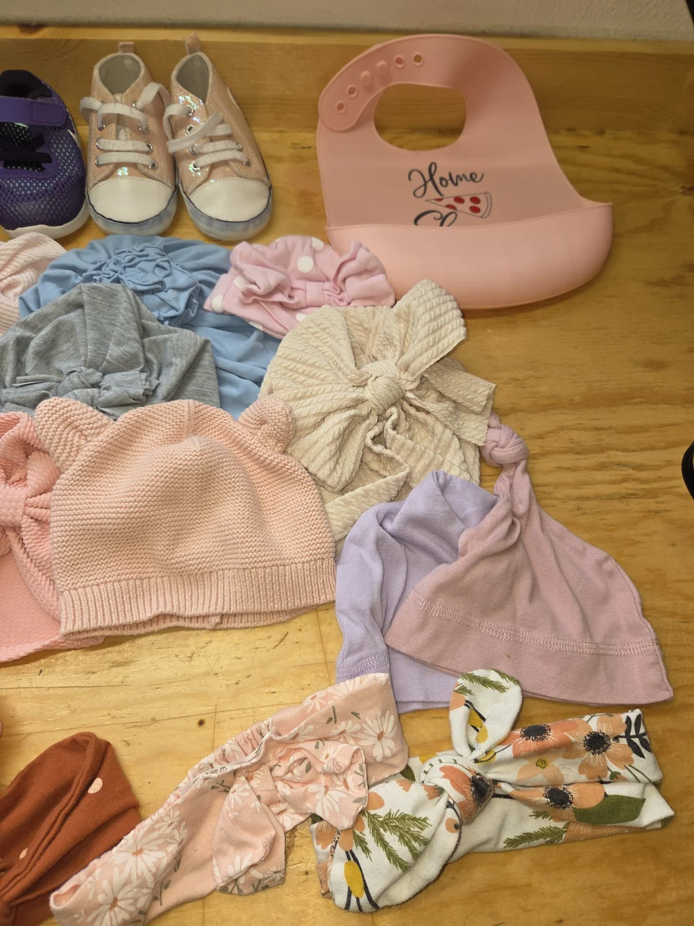 Baby Girl Bundle of Hats, Headbands, Mitts, Shoes, Bib